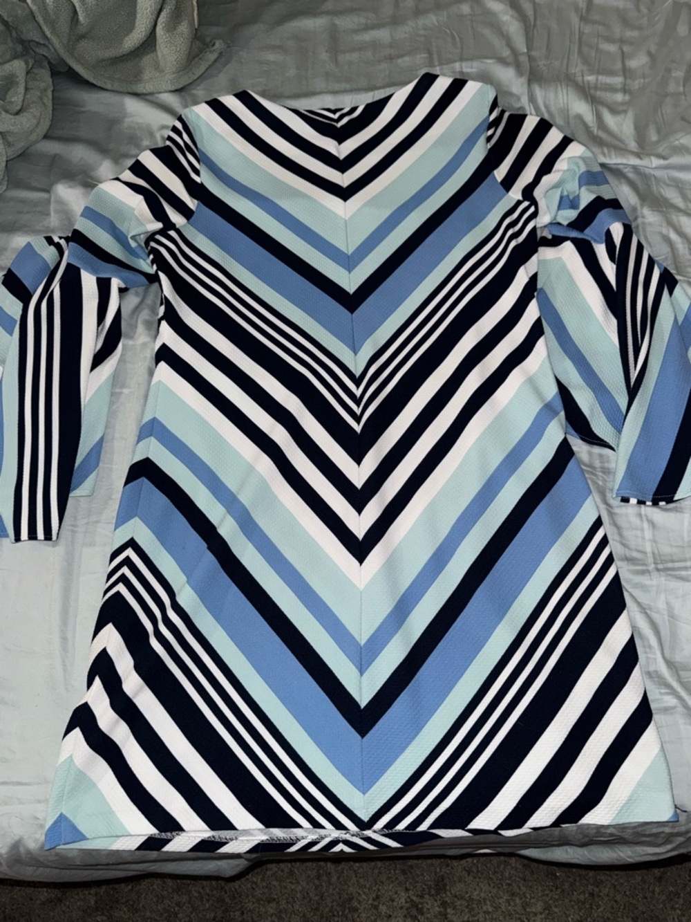 Roz & Ali Striped Mini Dress with Flutter Sleeves - Picture 7 of 9
